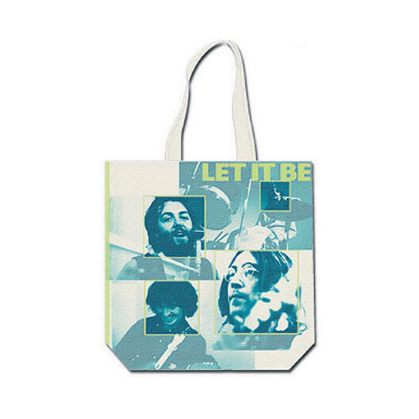 The Beatles Back Print Cotton Tote Bag White/Blue One Size