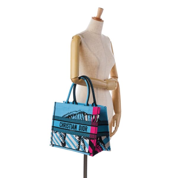 Pre-owned Dior Medium D-Jungle Pop Book Tote Blue