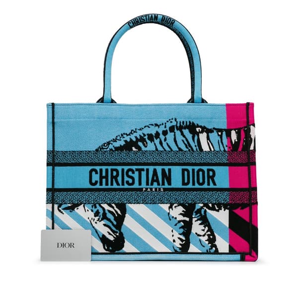 Pre-owned Dior Medium D-Jungle Pop Book Tote Blue