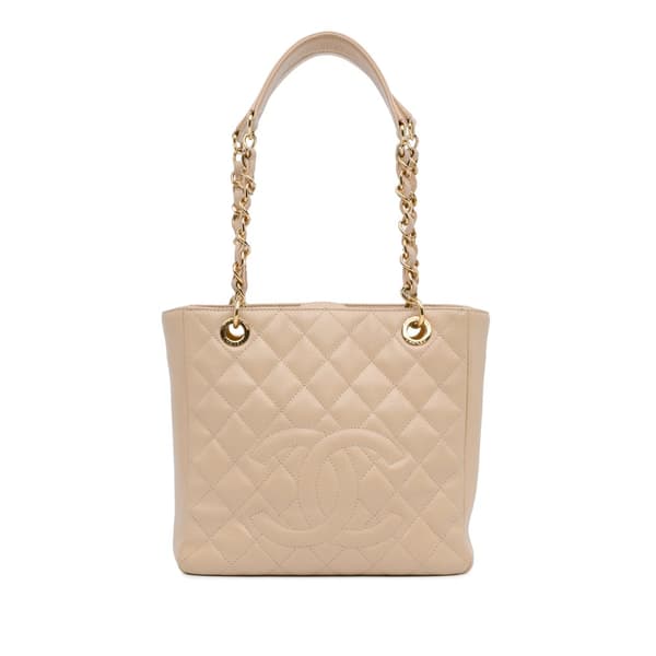 Pre-owned Chanel Caviar Petite Shopping Tote Brown