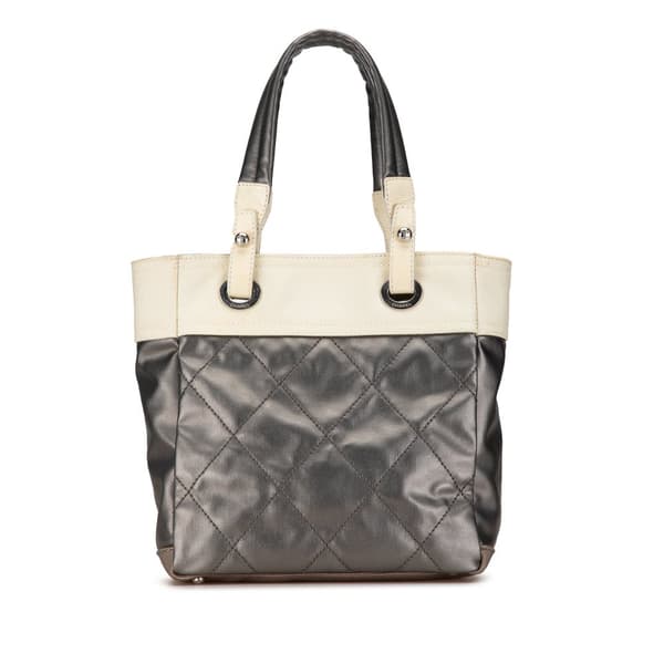 Pre-owned Chanel Small Bicolor Paris-Biarritz Tote Gray