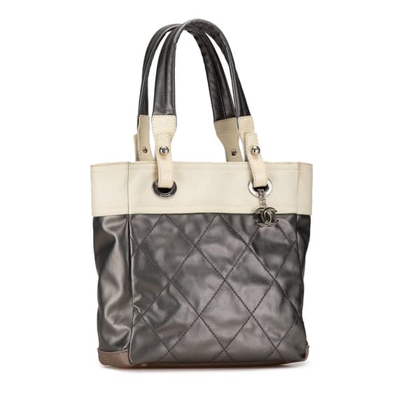 Pre-owned Chanel Small Bicolor Paris-Biarritz Tote Gray