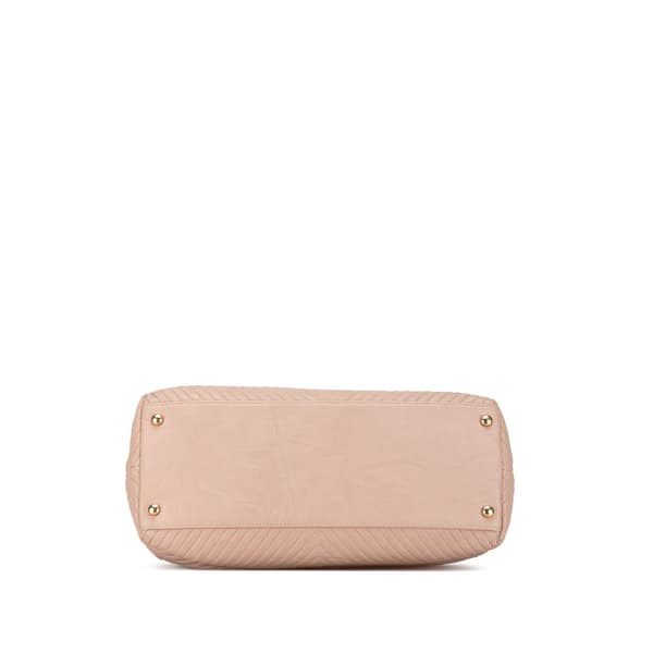 Pre-owned Chanel Large Chevron Calfskin Surpique Tote Pink