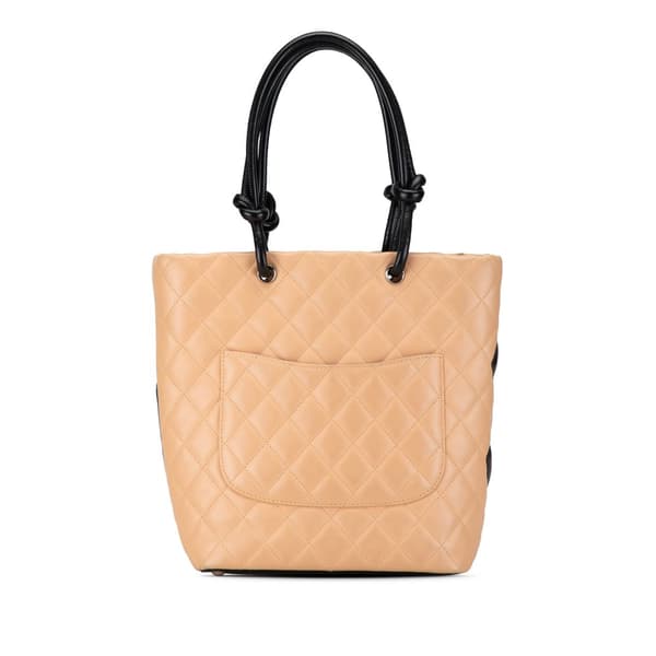 Pre-owned Chanel Medium Lambskin Cambon Ligne Tote Brown