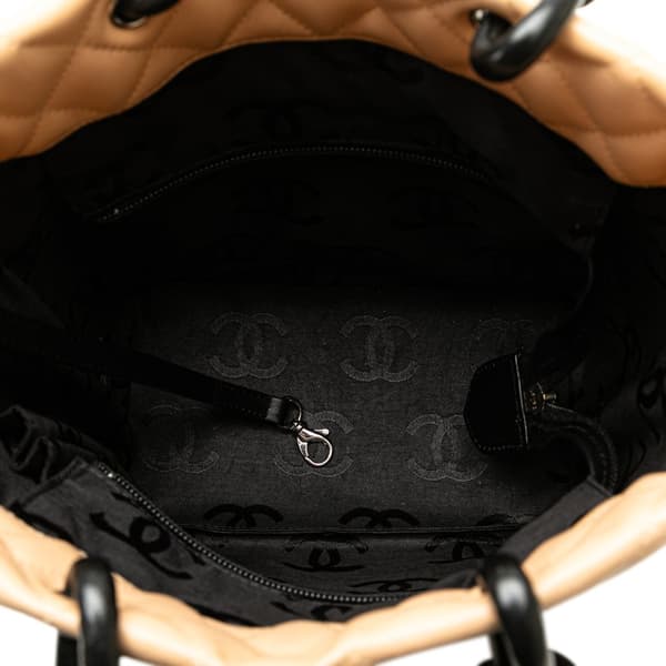 Pre-owned Chanel Medium Lambskin Cambon Ligne Tote Brown