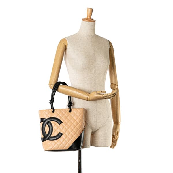 Pre-owned Chanel Medium Lambskin Cambon Ligne Tote Brown