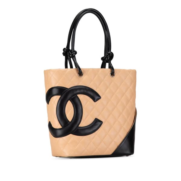 Pre-owned Chanel Medium Lambskin Cambon Ligne Tote Brown