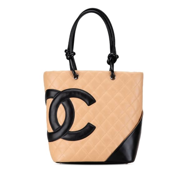 Pre-owned Chanel Medium Lambskin Cambon Ligne Tote Brown