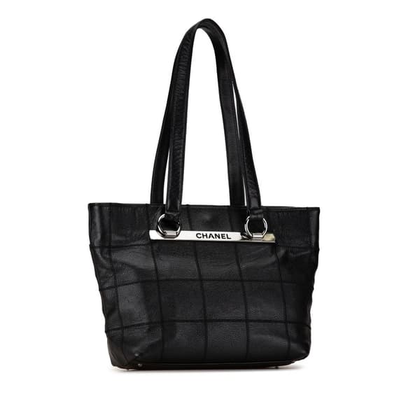 Pre-owned Chanel Caviar Choco Bar Tote Black