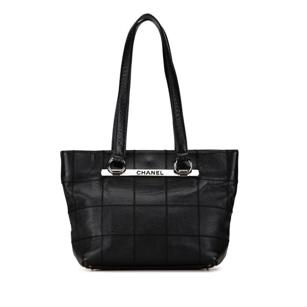 Pre-owned Chanel Caviar Choco Bar Tote Black