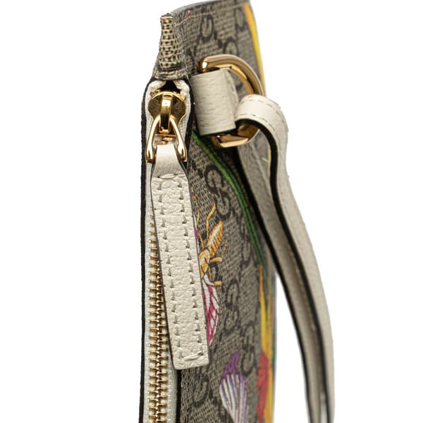 Pre-owned Gucci GG Supreme Flora Ophidia Tote White