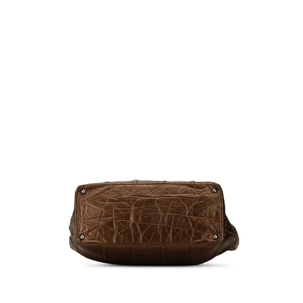 Pre-owned Chanel Distressed Calfskin Shopping In Moscow Tote Brown