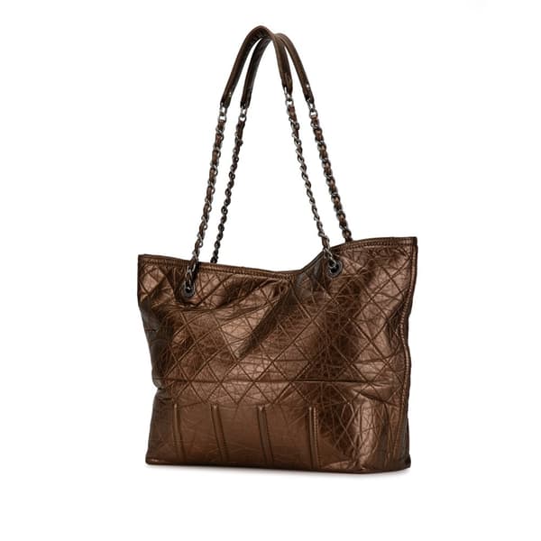 Pre-owned Chanel Distressed Calfskin Shopping In Moscow Tote Brown