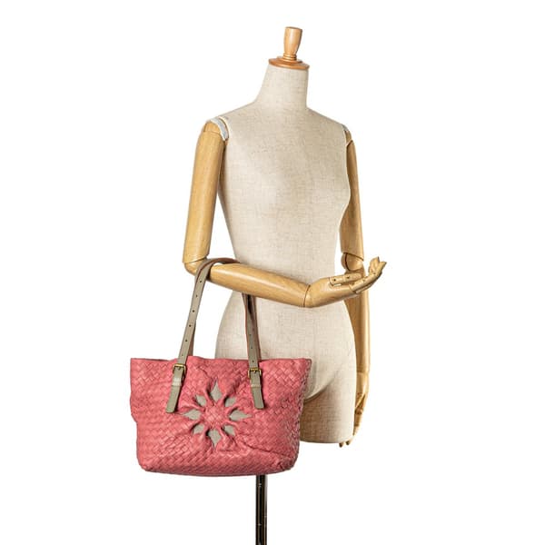 Pre-owned Bottega Veneta Intrecciato Marquise Flower Tote Pink