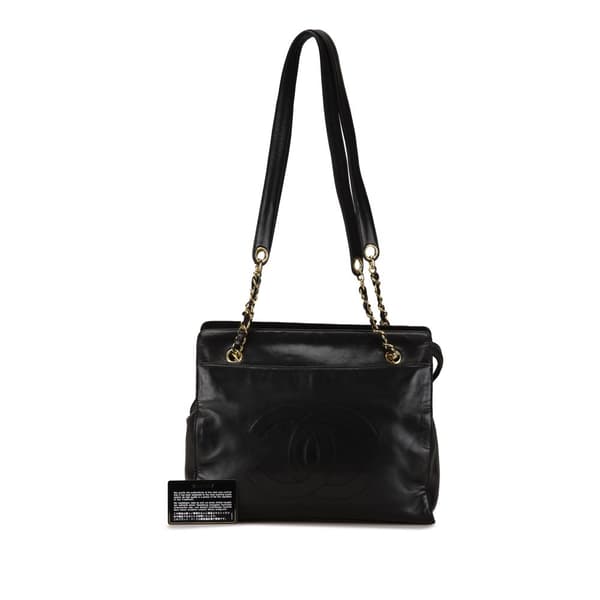 Pre-owned Chanel CC Lambskin Chain Tote Black