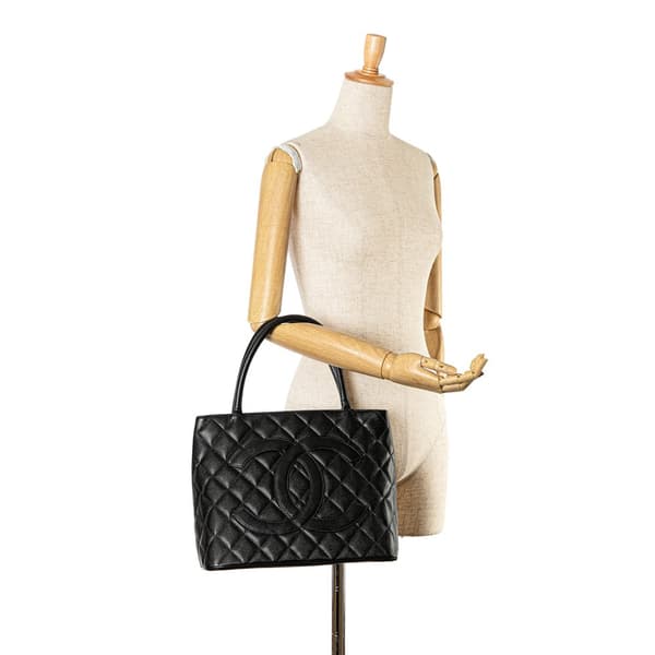 Pre-owned Chanel Caviar Medallion Tote  Black