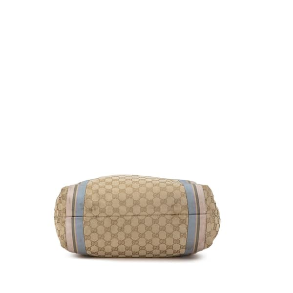 Pre-owned Gucci GG Canvas Web Tote Brown