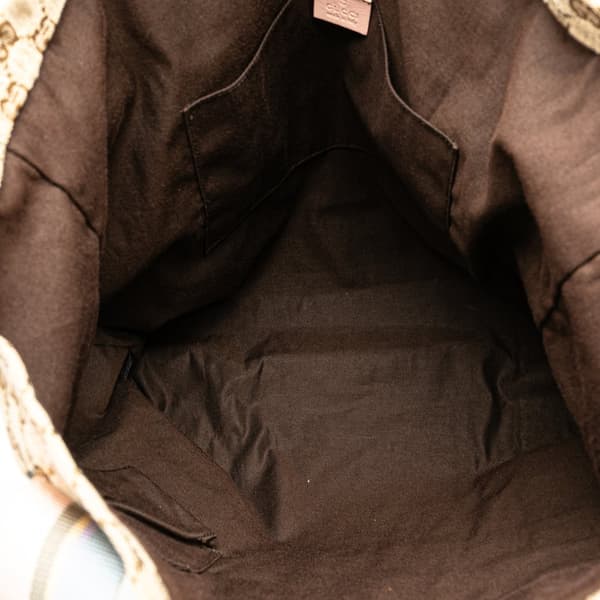 Pre-owned Gucci GG Canvas Web Tote Brown