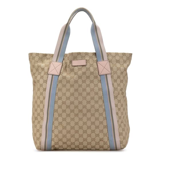 Pre-owned Gucci GG Canvas Web Tote Brown