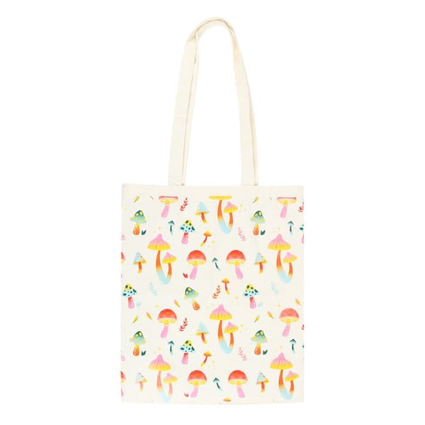 Something Different Funky Fungi Mushroom Polycotton Tote Bag White/Pink/Yellow One Size