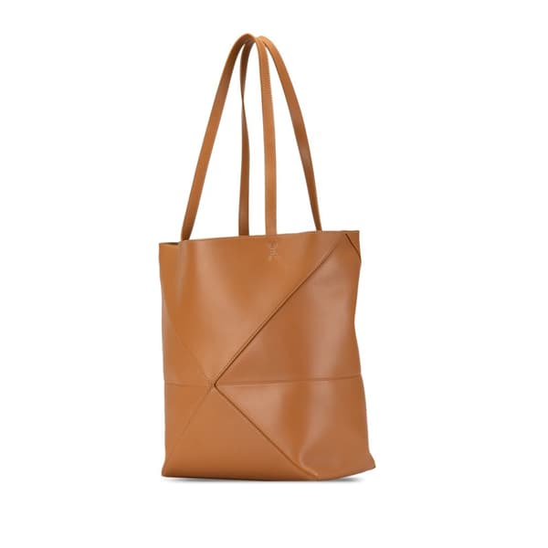 Pre-owned LOEWE Medium Calfskin Puzzle Fold Tote Brown