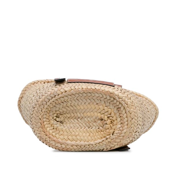 Pre-owned LOEWE Small Raffia Basket Tote Brown