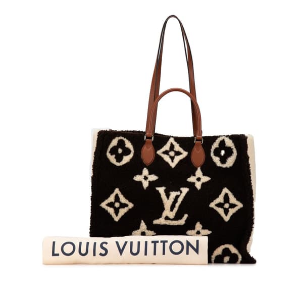 Pre-owned Louis Vuitton Monogram Giant Shearling Teddy Onthego GM Black