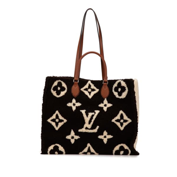 Pre-owned Louis Vuitton Monogram Giant Shearling Teddy Onthego GM Black