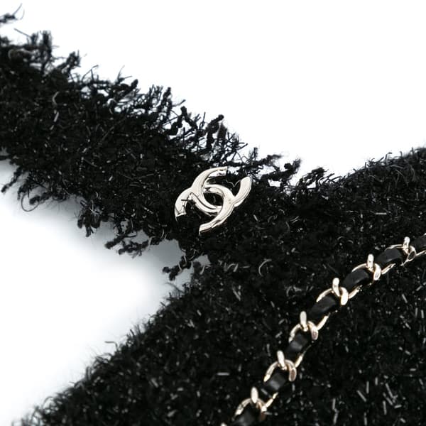Pre-owned Chanel Large Resin Embellished Tweed Robot Shopping Tote Black