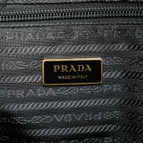 Pre-owned Prada Tessuto Canapa Logo Bow Tote Black