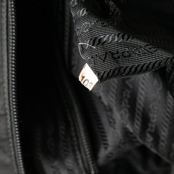 Pre-owned Prada Tessuto Canapa Logo Bow Tote Black