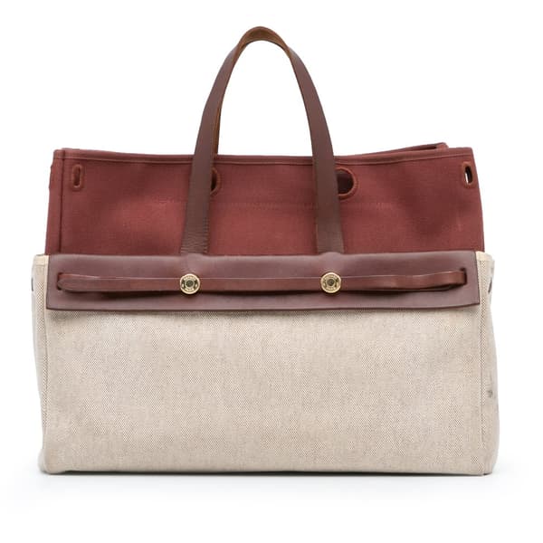 Pre-owned Hermès Herbag Cabas MM Brown