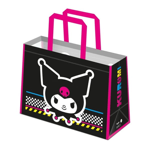 Kuromi Smiling Reusable Tote Bag Black/Pink/White One Size