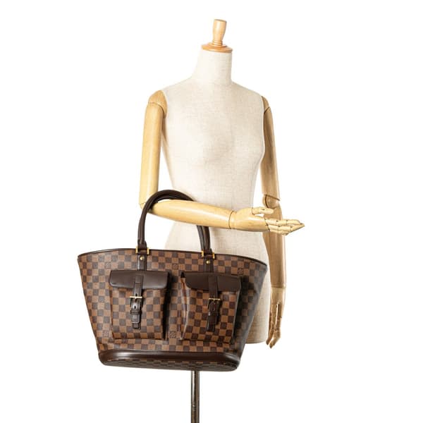 Pre-owned Louis Vuitton Damier Ebene Manosque GM Brown