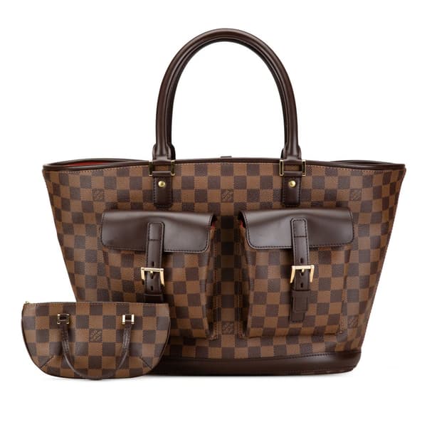 Pre-owned Louis Vuitton Damier Ebene Manosque GM Brown