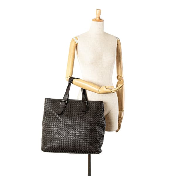 Pre-owned Bottega Veneta Nappa Intrecciato Belted Tote Brown
