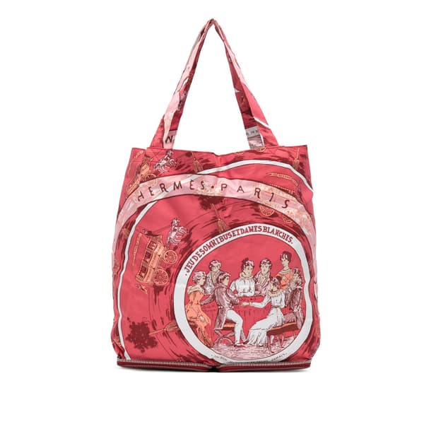 Pre-owned Hermès Jeu des Omnibus et Dames Blanches Silky Pop Tote Red
