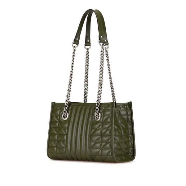 Pre-owned Gucci Small GG Marmont Aria Chain Tote Green