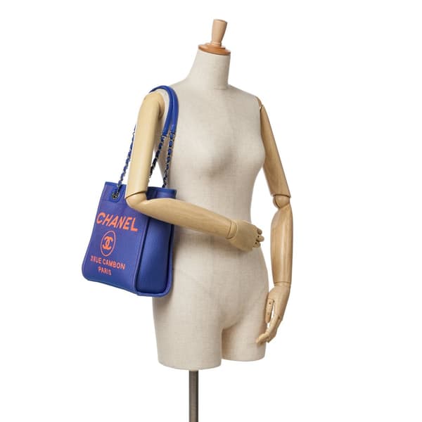 Pre-owned Chanel Mini Canvas Deauville Tote Blue
