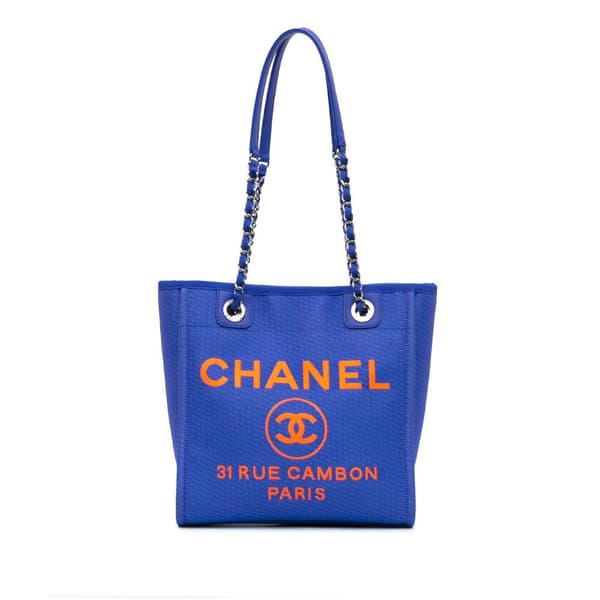 Pre-owned Chanel Mini Canvas Deauville Tote Blue