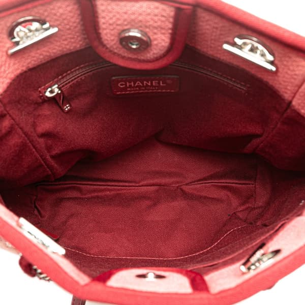 Pre-owned Chanel Mini Canvas Deauville Tote Red