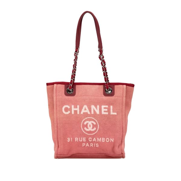 Pre-owned Chanel Mini Canvas Deauville Tote Red