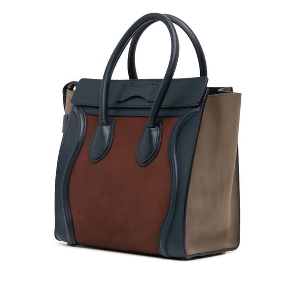 Pre-owned Celine Micro Suede Tricolor Luggage Tote Brown
