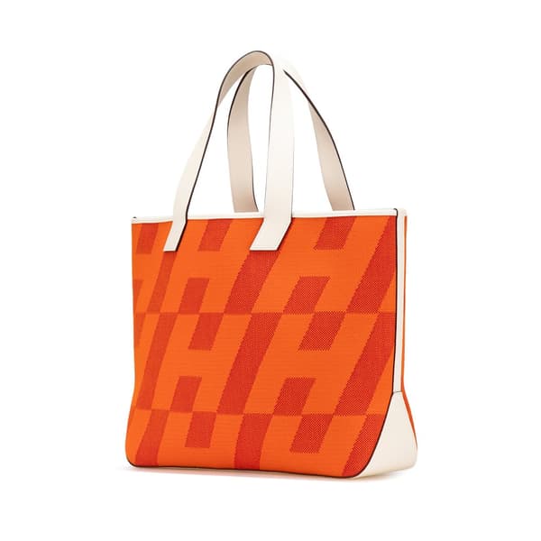 Pre-owned Hermès Toile H and Swift Cabas H en Biais 40 Orange
