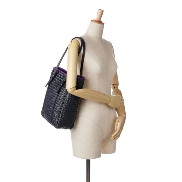 Pre-owned Bottega Veneta Leather Intrecciato Tote Purple
