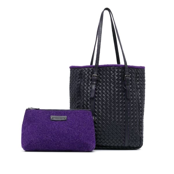 Pre-owned Bottega Veneta Leather Intrecciato Tote Purple