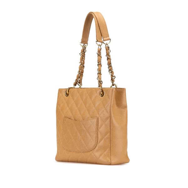 Pre-owned Chanel Caviar Petite Shopping Tote Brown