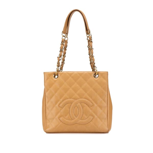 Pre-owned Chanel Caviar Petite Shopping Tote Brown