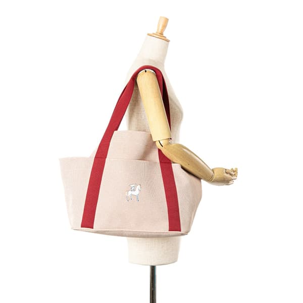 Pre-owned Hermès Toile Cabriole Nappy Bag Orange