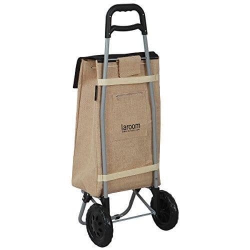 La Room laroom Shoppingvagn med ficka Naturmönster 37 L, Jute, Brun, 35 x 28 x 92 cm - 14293